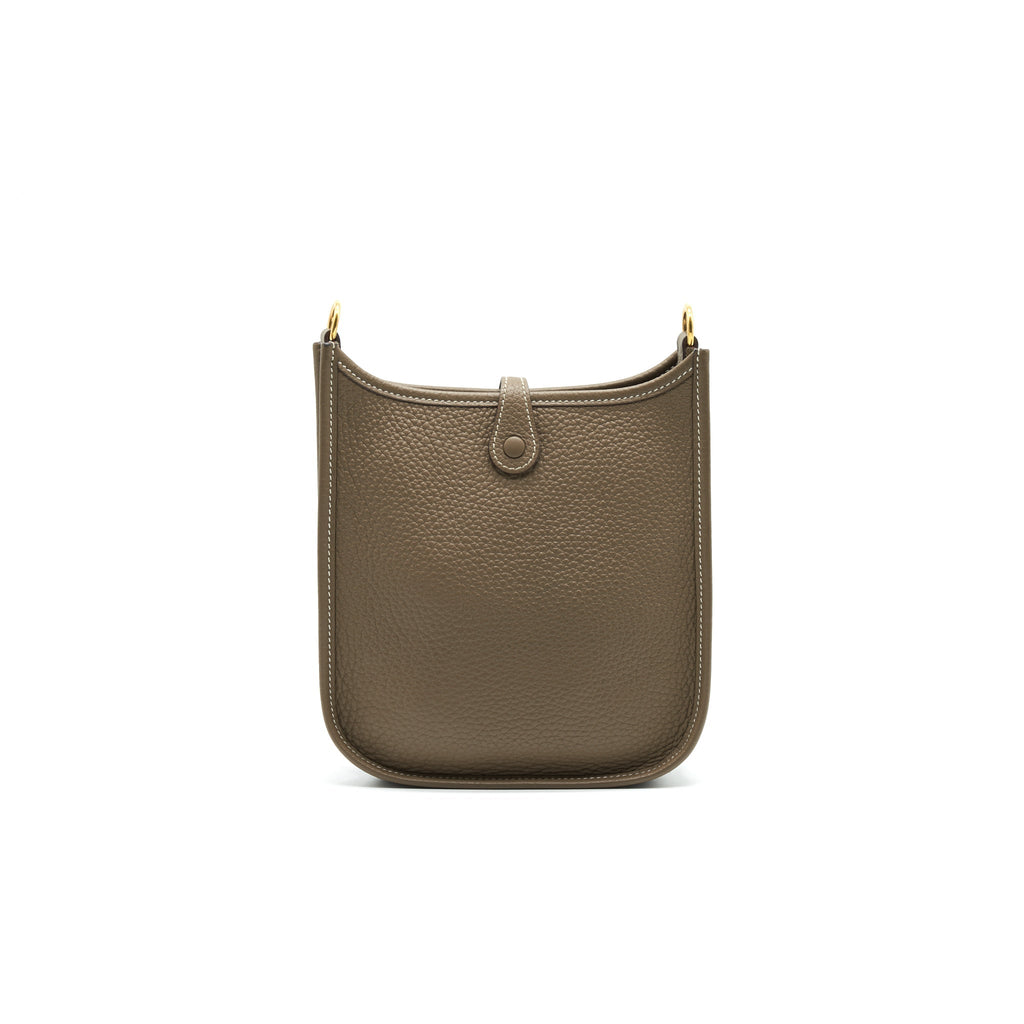 HERMES MINI EVELYNE ETOUPE WITH GHW NAVY STRAP