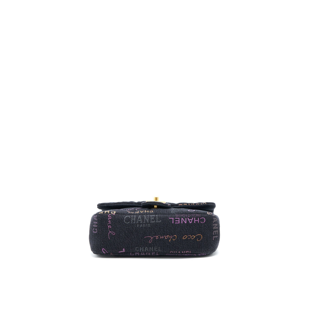 CHANEL 22P BLACK DENIM FLAP BAG BRUSHED GHW(MICROCHIP)