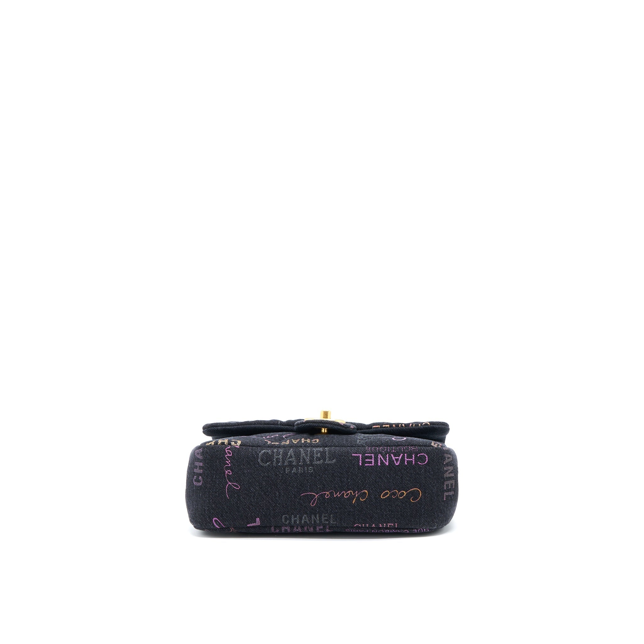 CHANEL 22P BLACK DENIM FLAP BAG BRUSHED GHW(MICROCHIP)