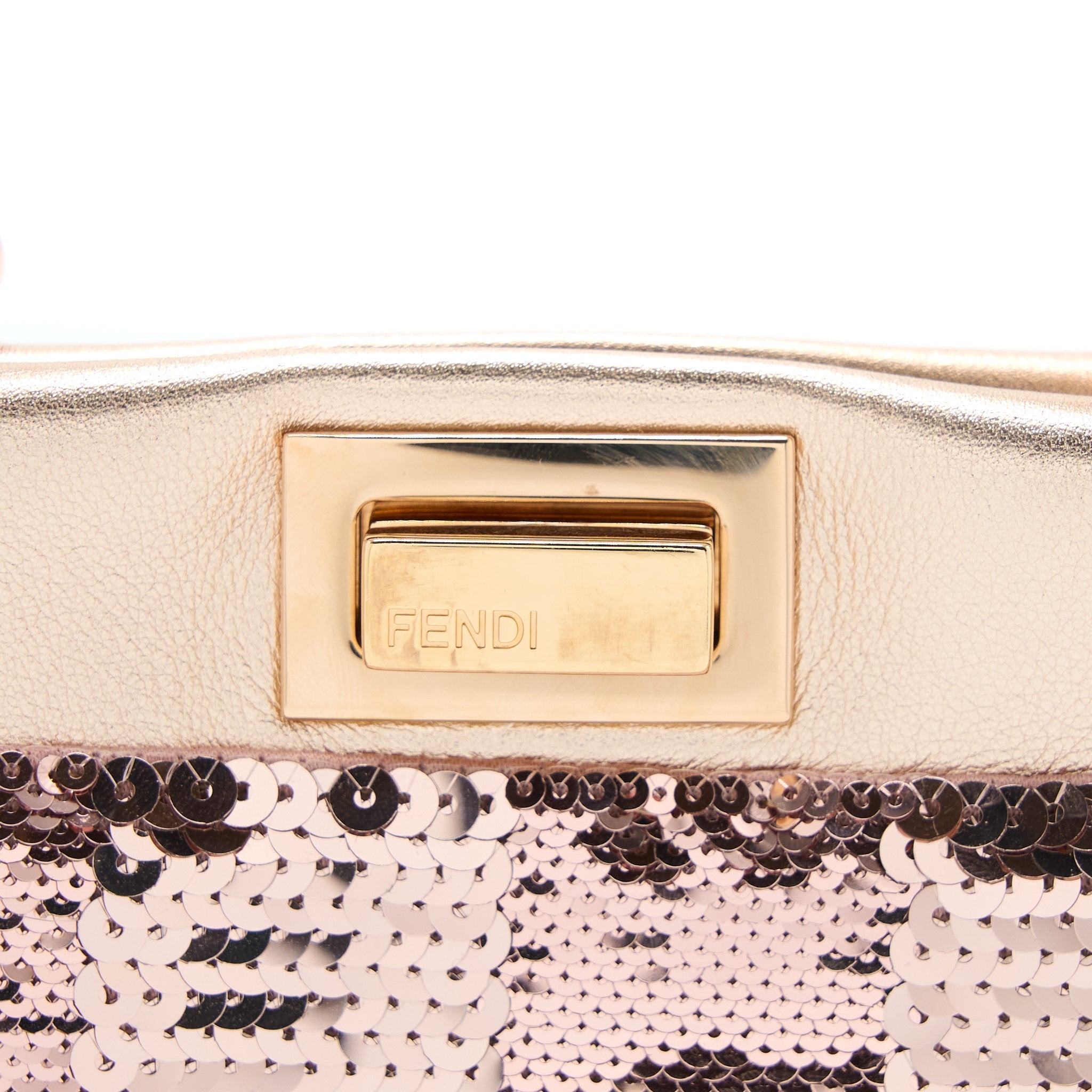 FENDI MINI PEEKABOO SEQUIN/LEATHER LIGHT PINK WITH PINK HARDWARE