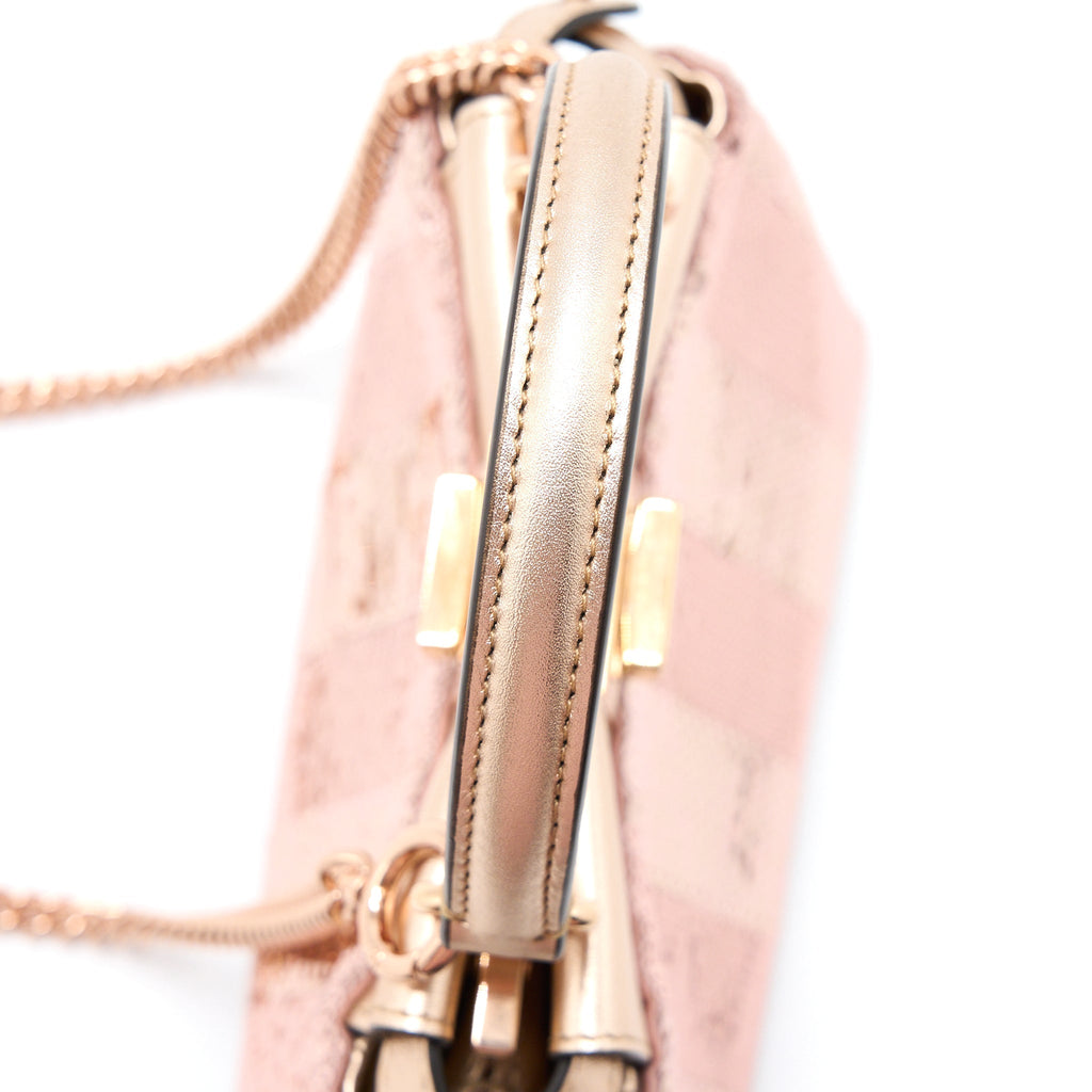 FENDI MINI PEEKABOO SEQUIN/LEATHER LIGHT PINK WITH PINK HARDWARE