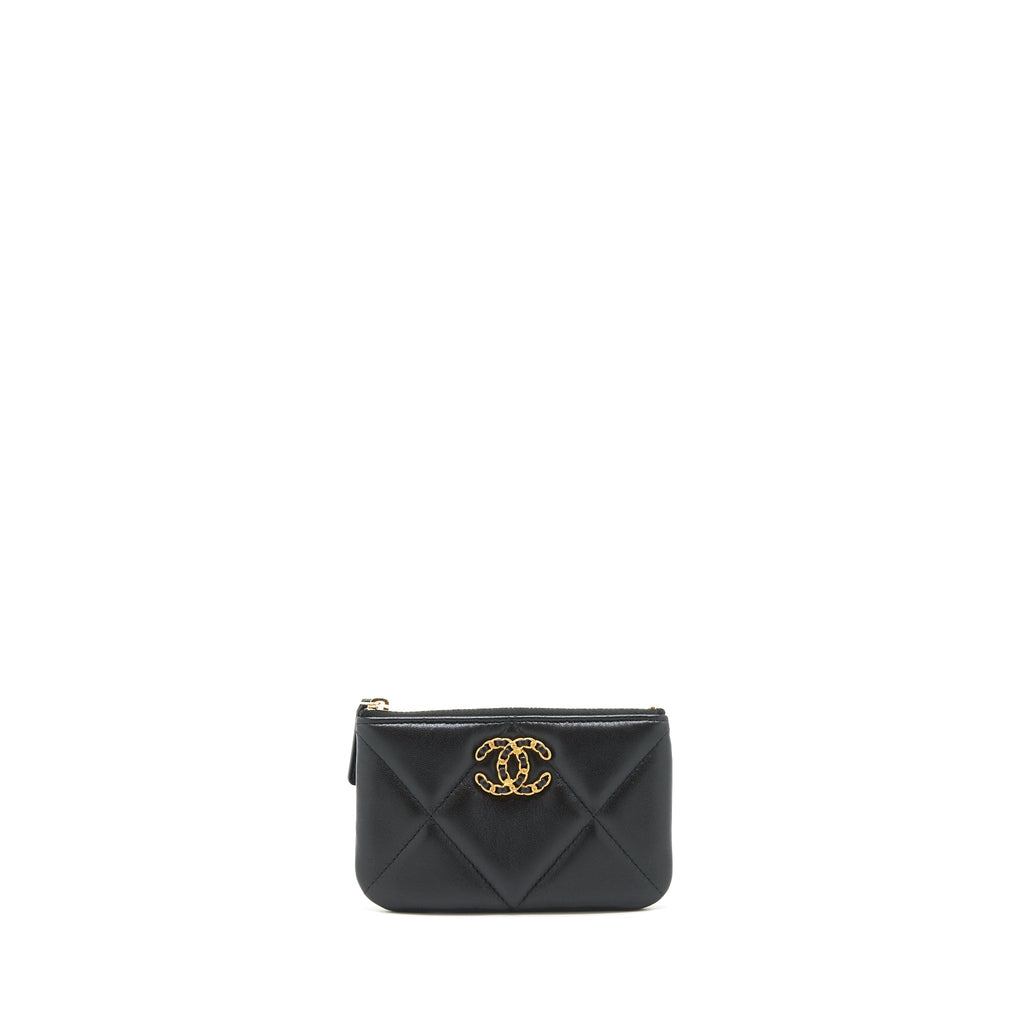 CHANEL 19 MINI POUCH LAMBSKIN BLACK GHW