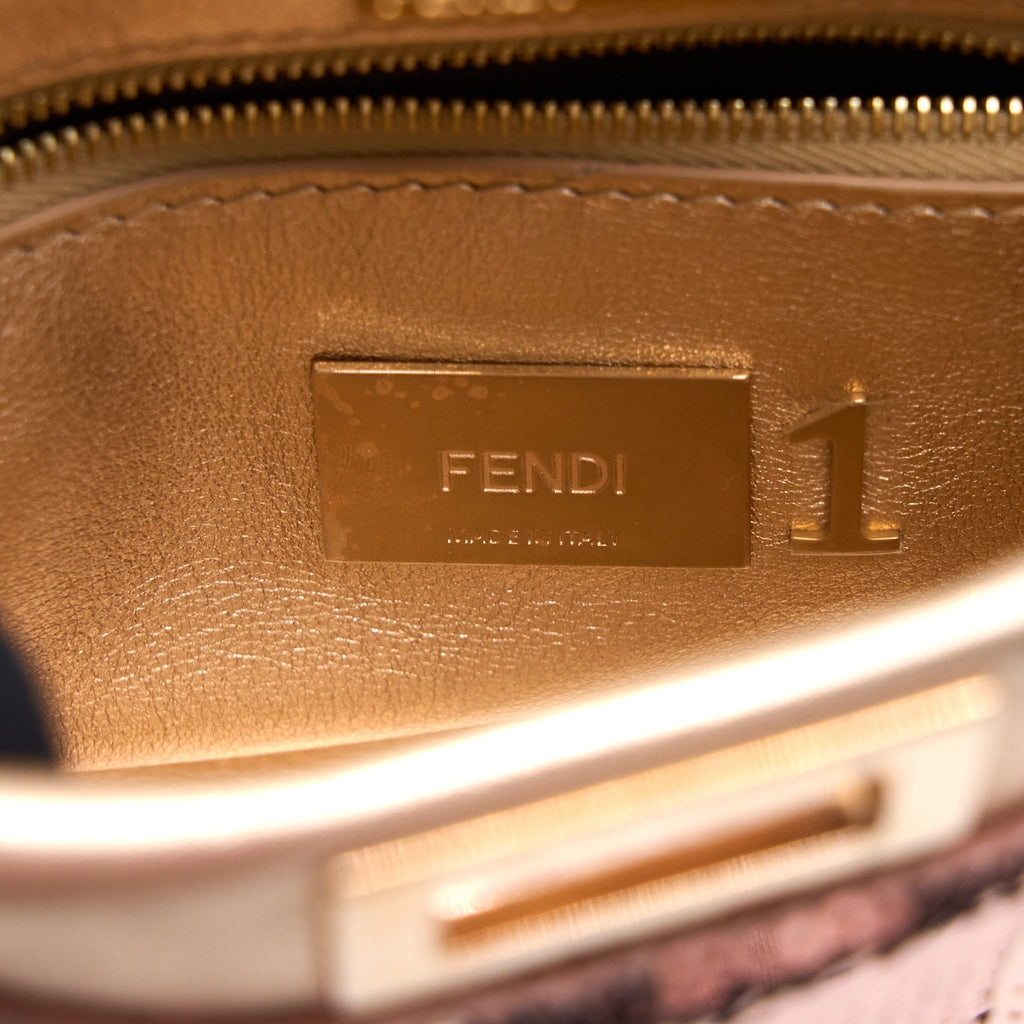 FENDI MINI PEEKABOO SEQUIN/LEATHER LIGHT PINK WITH PINK HARDWARE