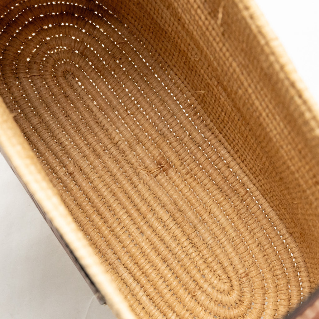 LOEWE SMALL ANAGRAM SQUARE BASKET BAG RAFFIA BROWN/BEIGE