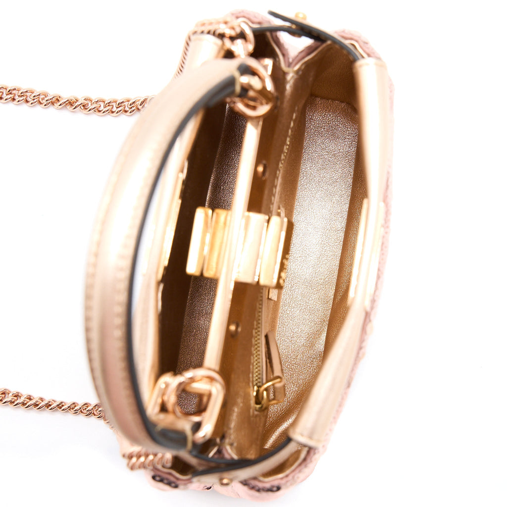 FENDI MINI PEEKABOO SEQUIN/LEATHER LIGHT PINK WITH PINK HARDWARE