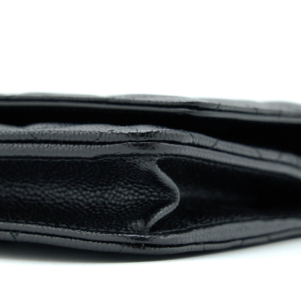 CHANEL LETTER TOP HANDLE WALLET ON CHAIN CAVIAR BLACK GHW (MICROCHIP)
