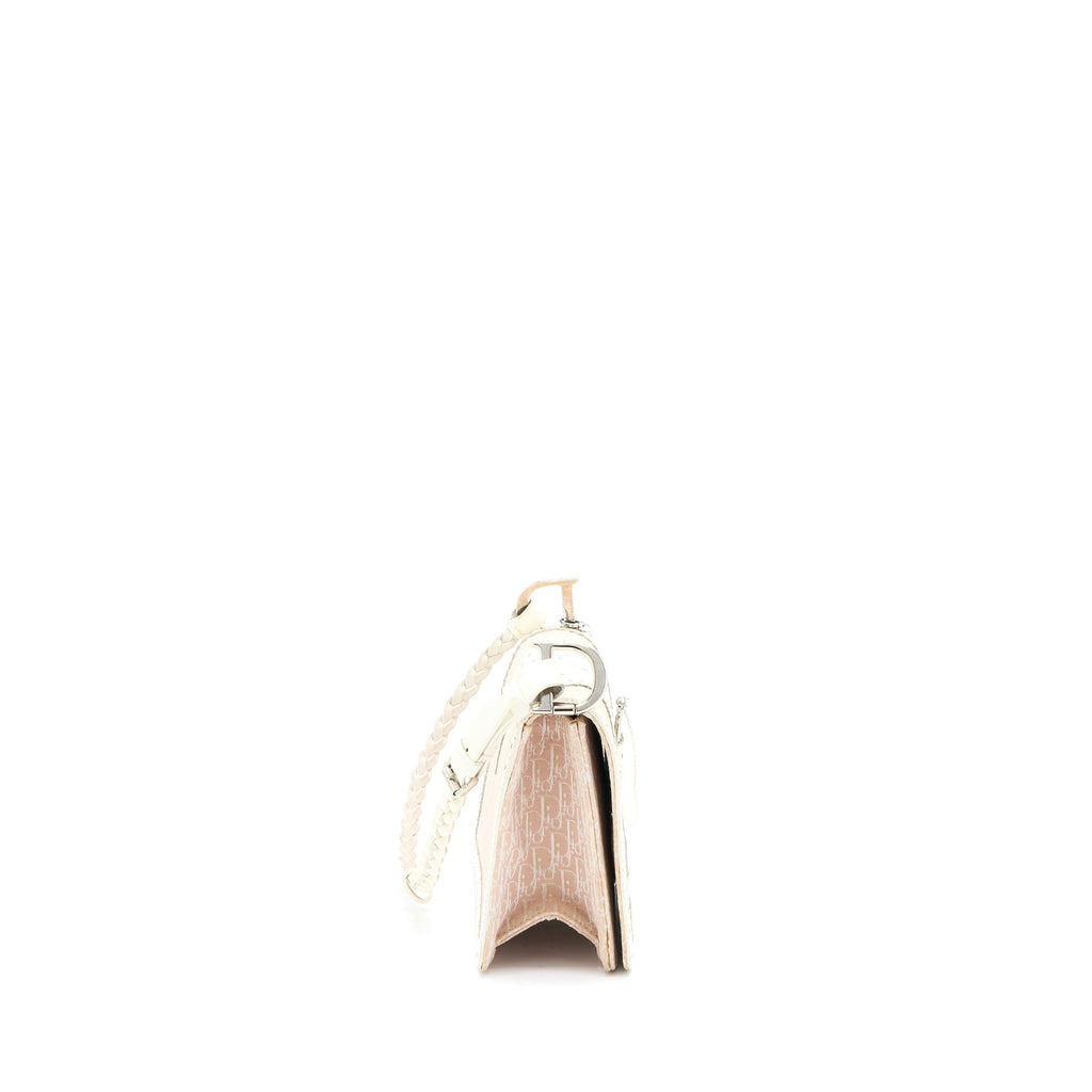 DIOR PINK LOGO MONOGRAM LACE HANDBAG PEARL D STRAP CHARM SHW