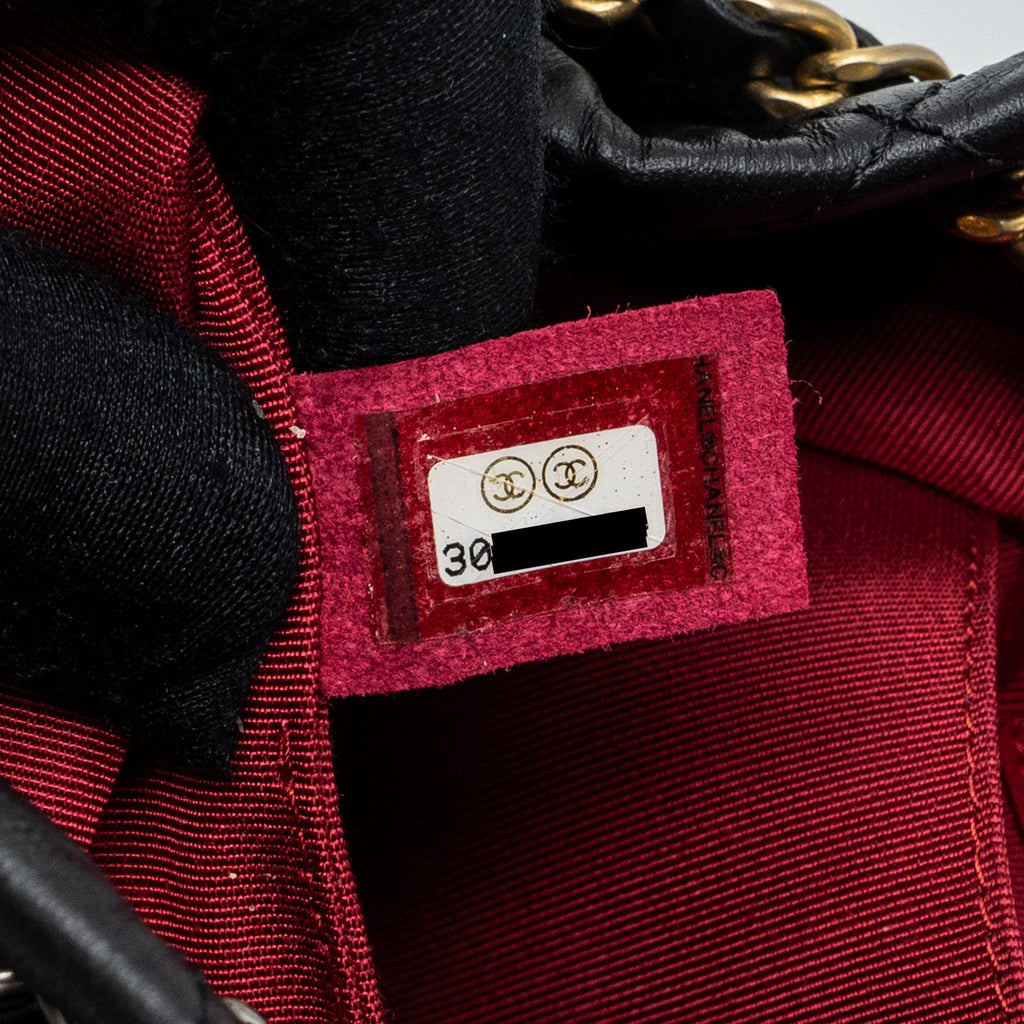 CHANEL SMALL GABRIELLE BACKPACK AGED CALFSKIN BLACK MULTICOLOUR HARDWARE