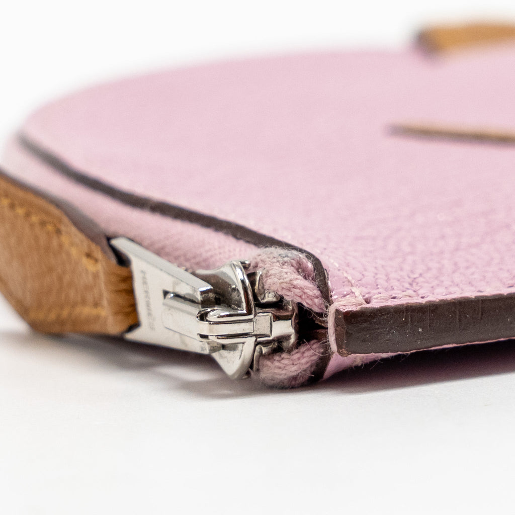HERMES PADDOCK CHANGE PURSE CHEVRE MYSORE MAUVE SYLVESTRE/CARAMEL SHW
