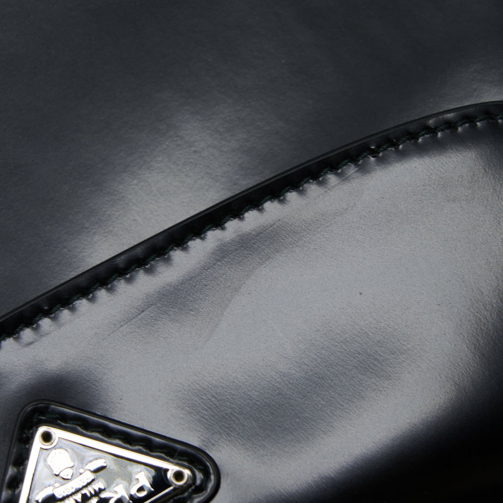 PRADA CLEO SHOULDER BAG BRUSHED LEATHER BLACK SHW