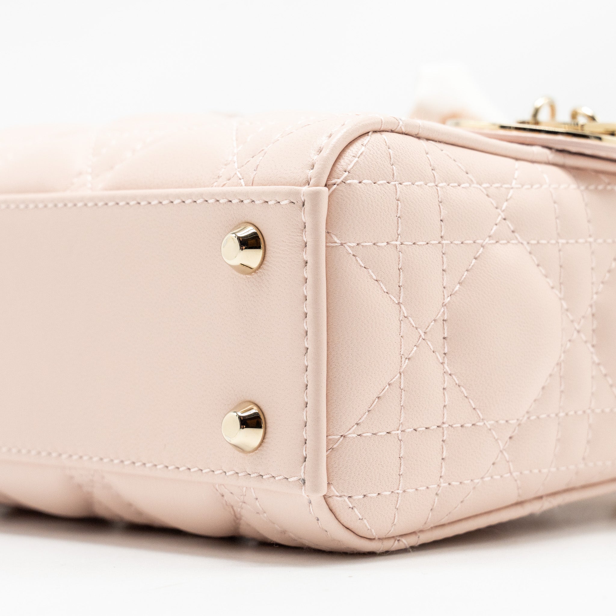 DIOR MINI LADY DIOR LAMBSKIN POWDER PINK LGHW