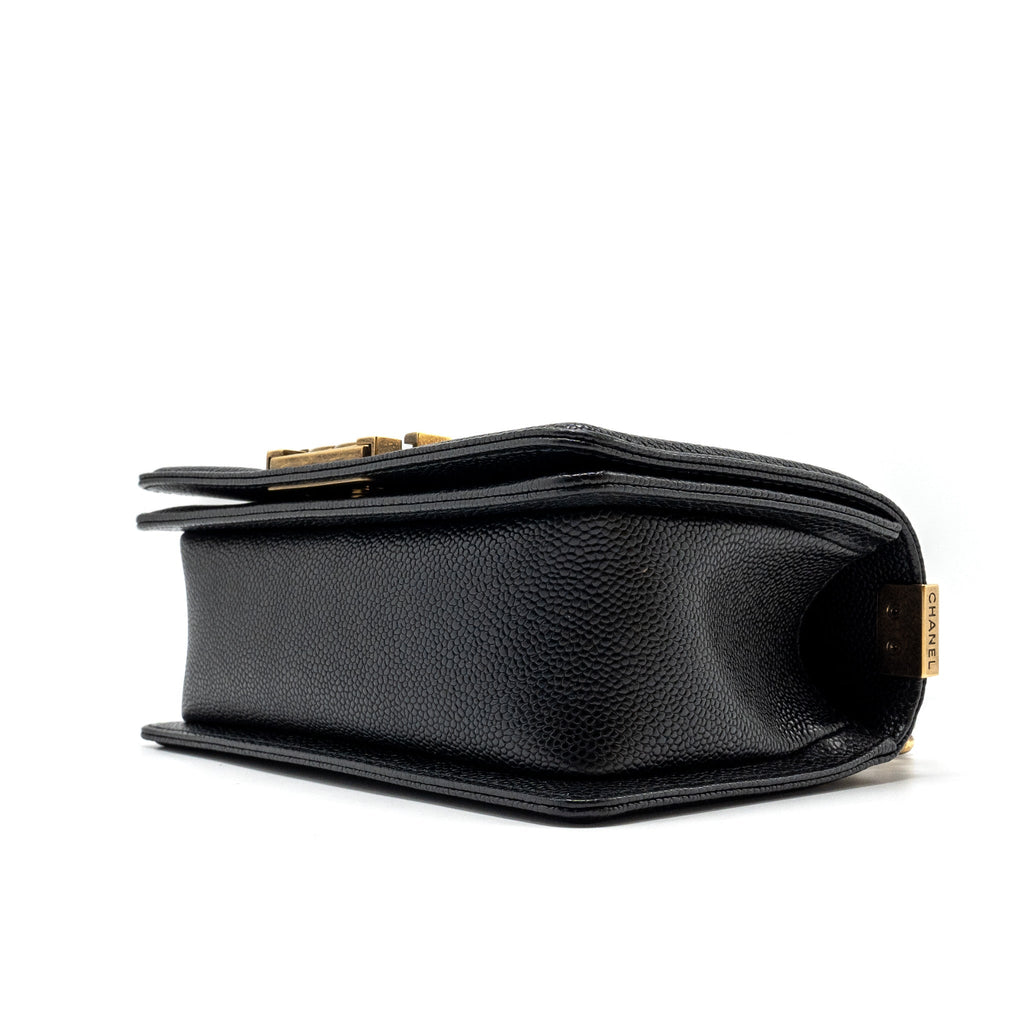 CHANEL SMALL BOY BAG CAVIAR BLACK RUTHENIUM GHW