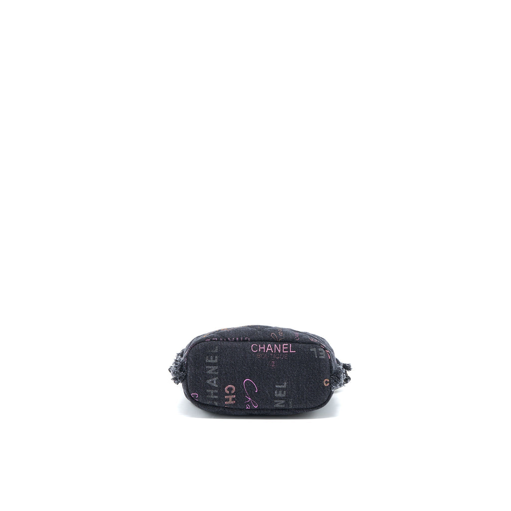CHANEL 22P SMALL BLACK DENIM BUCKET BAG GHW (MICROCHIP)