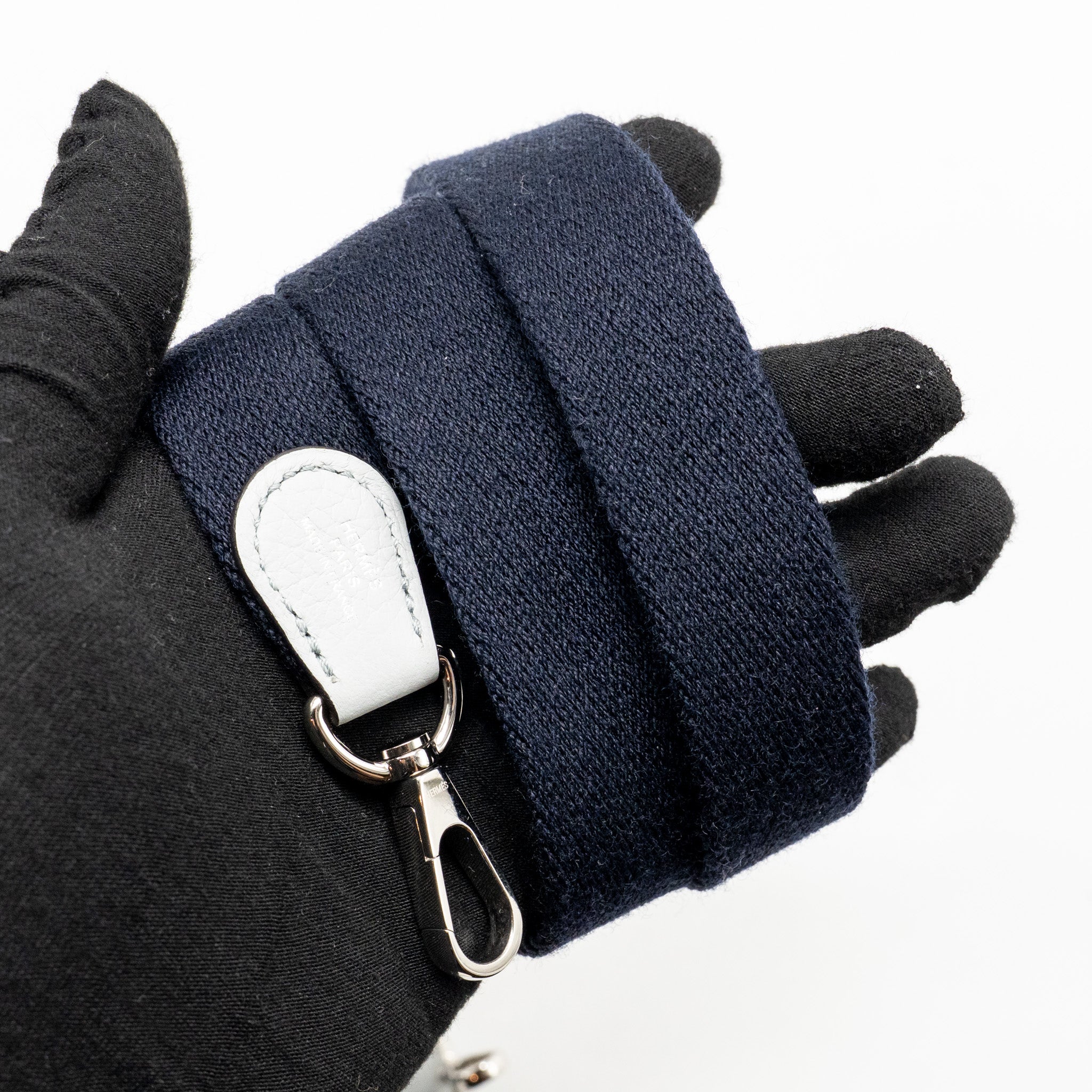 HERMES MINI EVELYN CLEMENCE BLEU PALE/BLEU INDIGO SHW