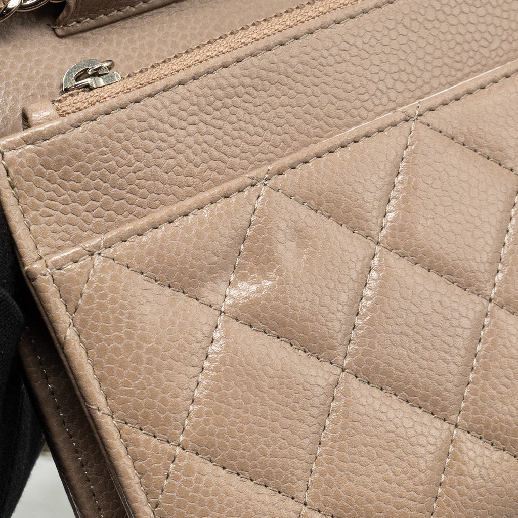 CHANEL CLASSIC WALLET ON CHAIN CAVIAR DARK BEIGE SHW