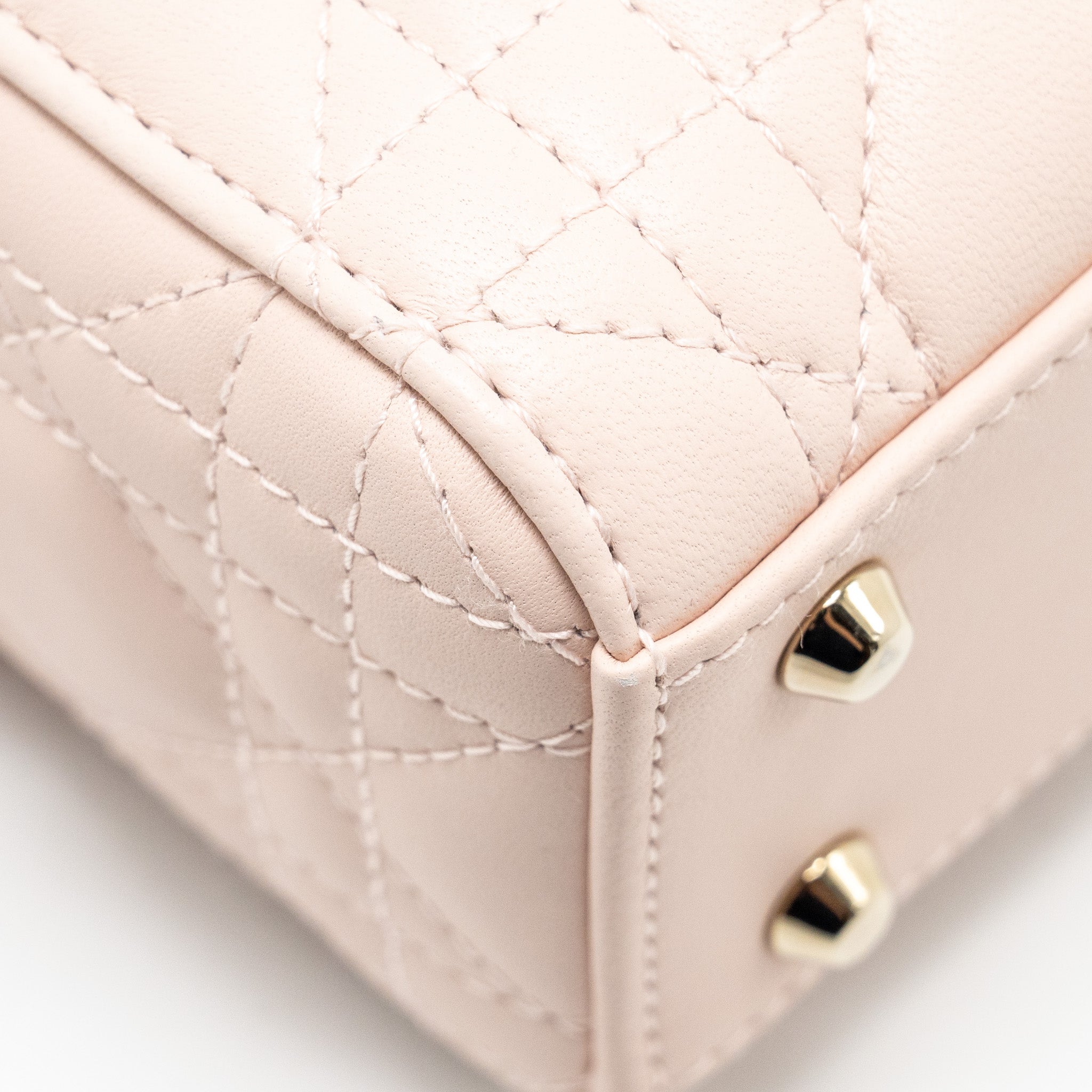 DIOR MINI LADY DIOR LAMBSKIN POWDER PINK LGHW