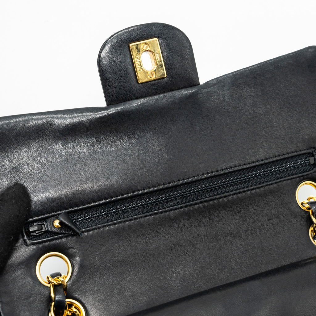 CHANEL VINTAGE SMALL CLASSIC DOUBLE FLAP BAG LAMBSKIN BLACK GHW