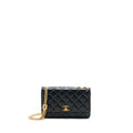 CHANEL 22K GOLD PILLAR WALLET ON CHAIN LAMBSKIN BLACK BRUSHED GHW(MICROCHIP)