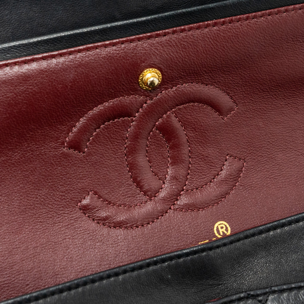 CHANEL VINTAGE SMALL CLASSIC DOUBLE FLAP BAG LAMBSKIN BLACK GHW