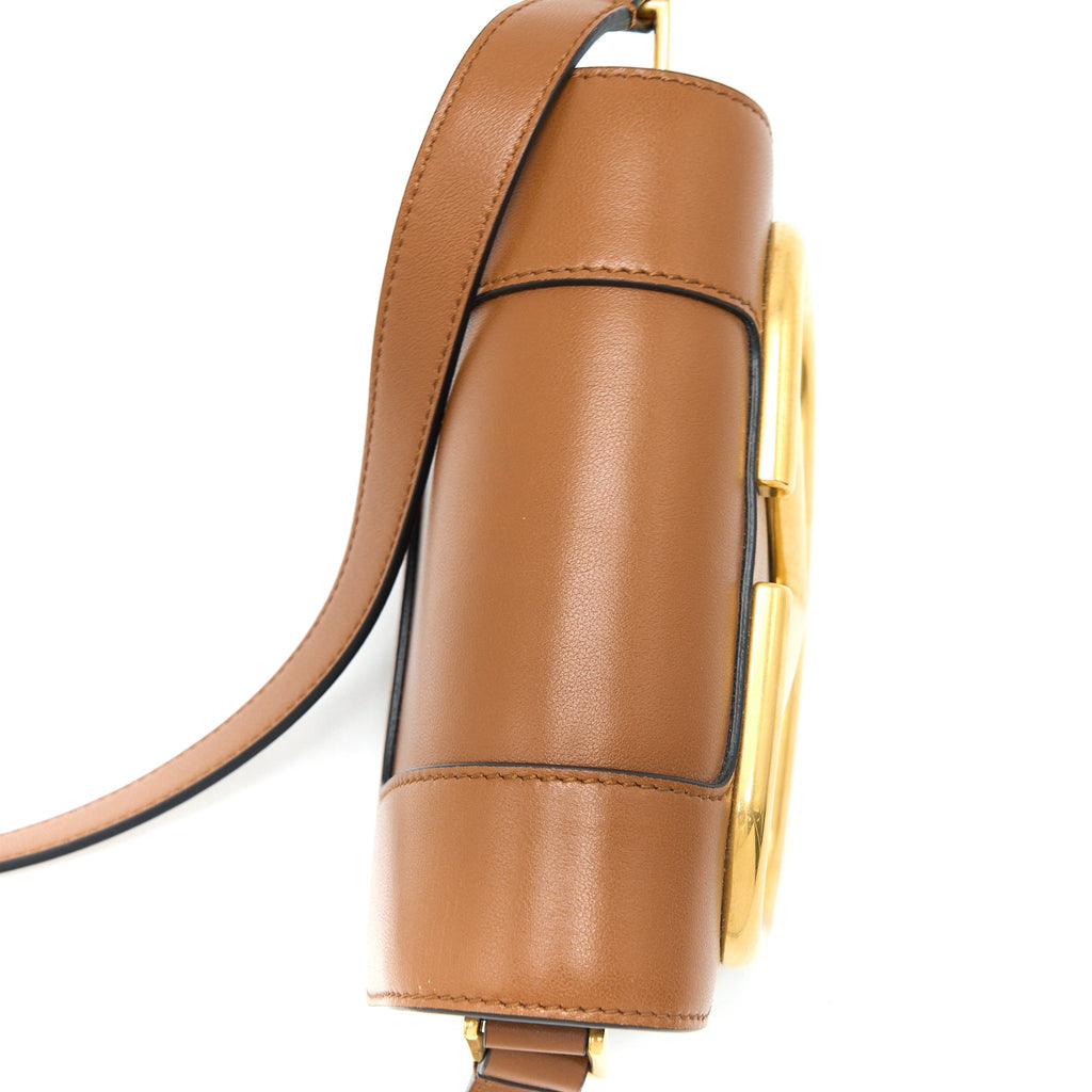 VALENTINO SMALL SUPERVEE CROSSBODY BAG CALFSKIN BROWN GHW