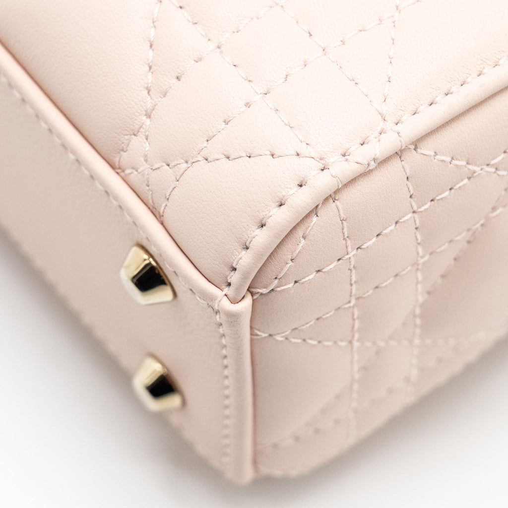 DIOR MINI LADY DIOR LAMBSKIN POWDER PINK LGHW