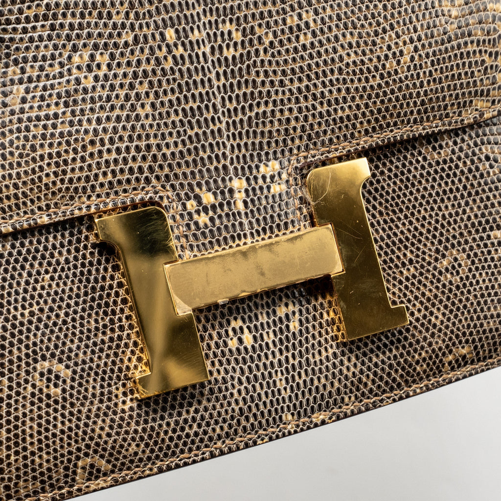 HERMES MINI CONSTANCE LIZARD NATURA LISSE DESERT GHW