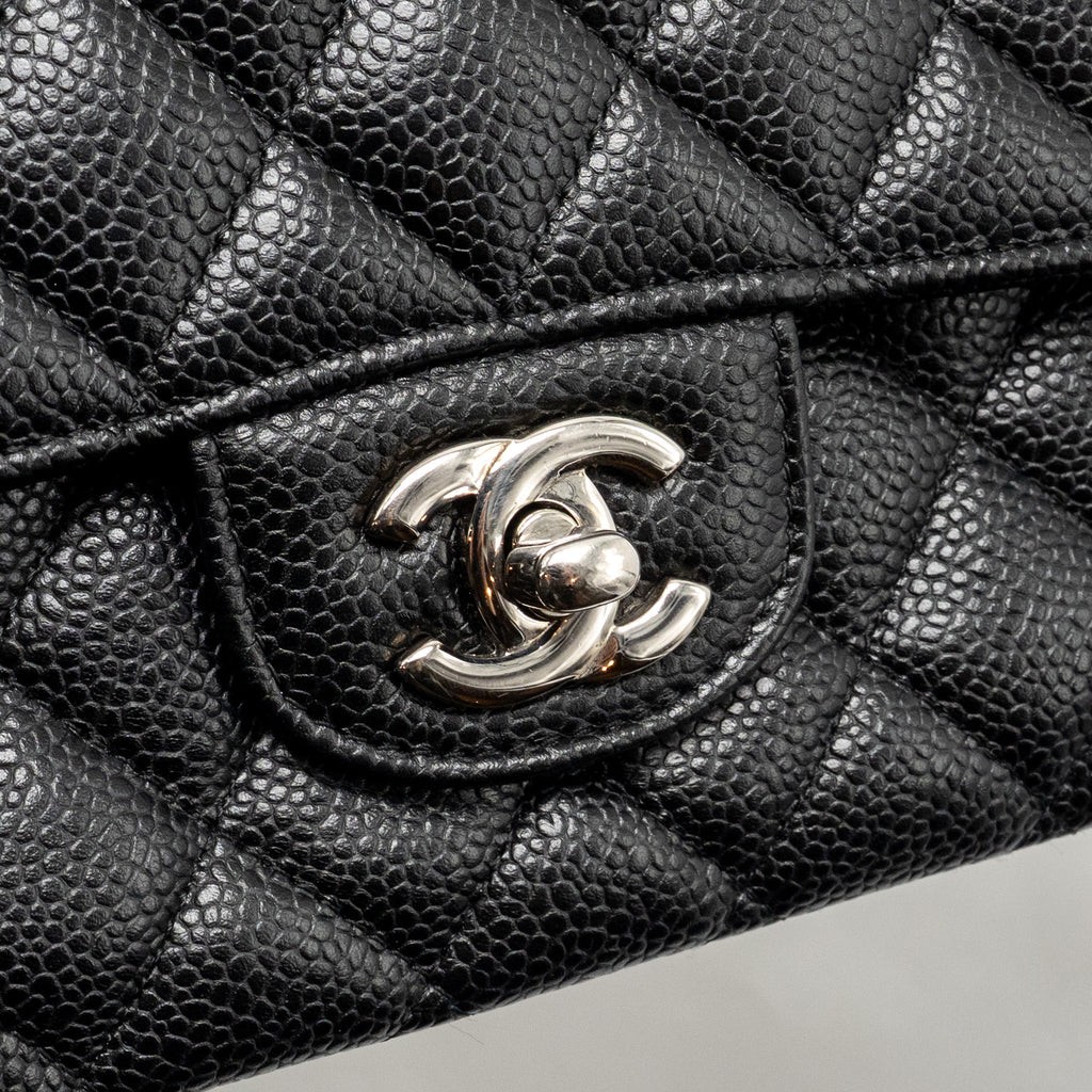 CHANEL MEDIUM CLASSIC DOUBLE FLAP BAG CAVIAR BLACK SHW