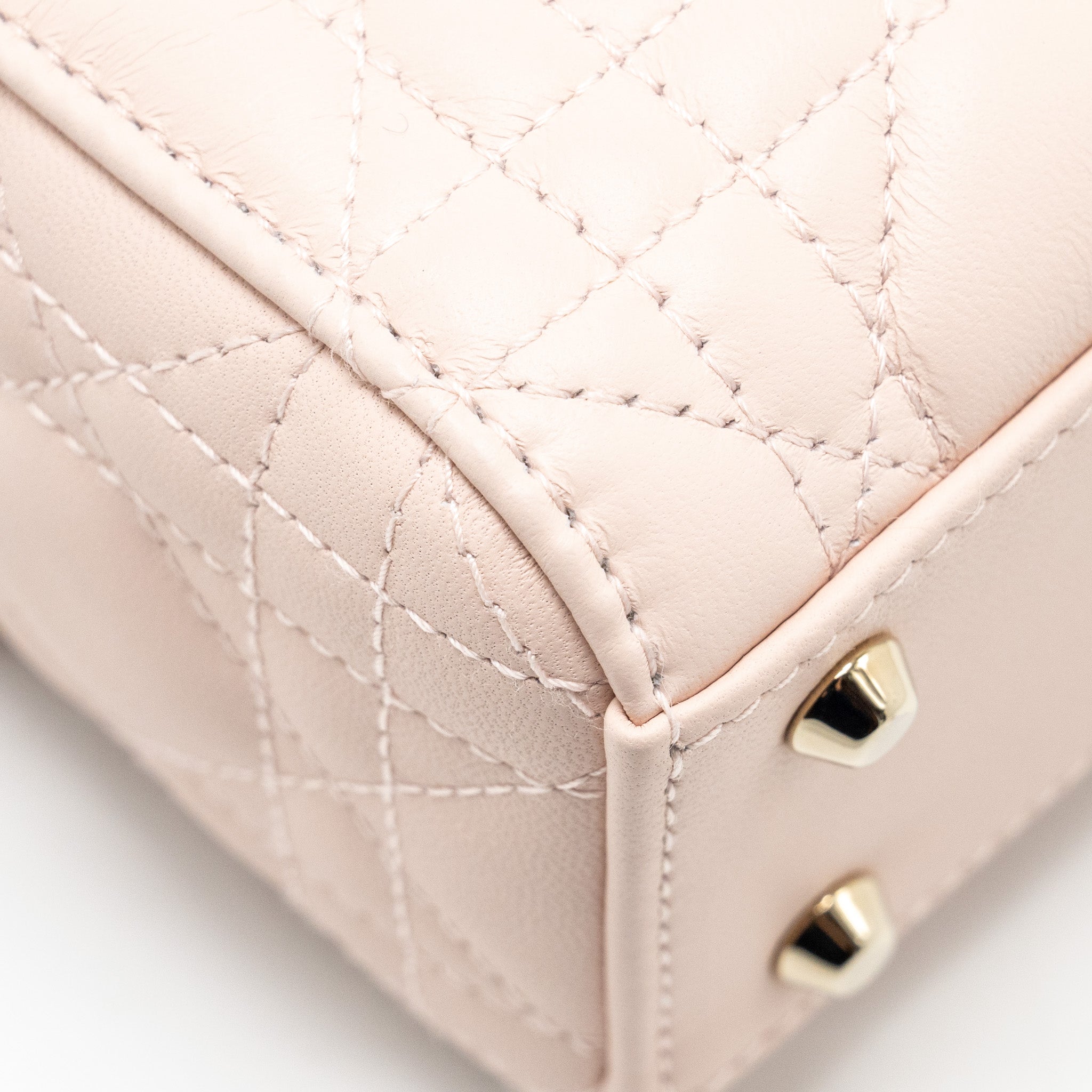DIOR MINI LADY DIOR LAMBSKIN POWDER PINK LGHW
