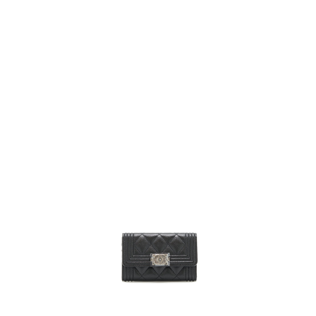 CHANEL BOY CARDHOLDER CAVIAR BLACK RUTHENIUM SHW