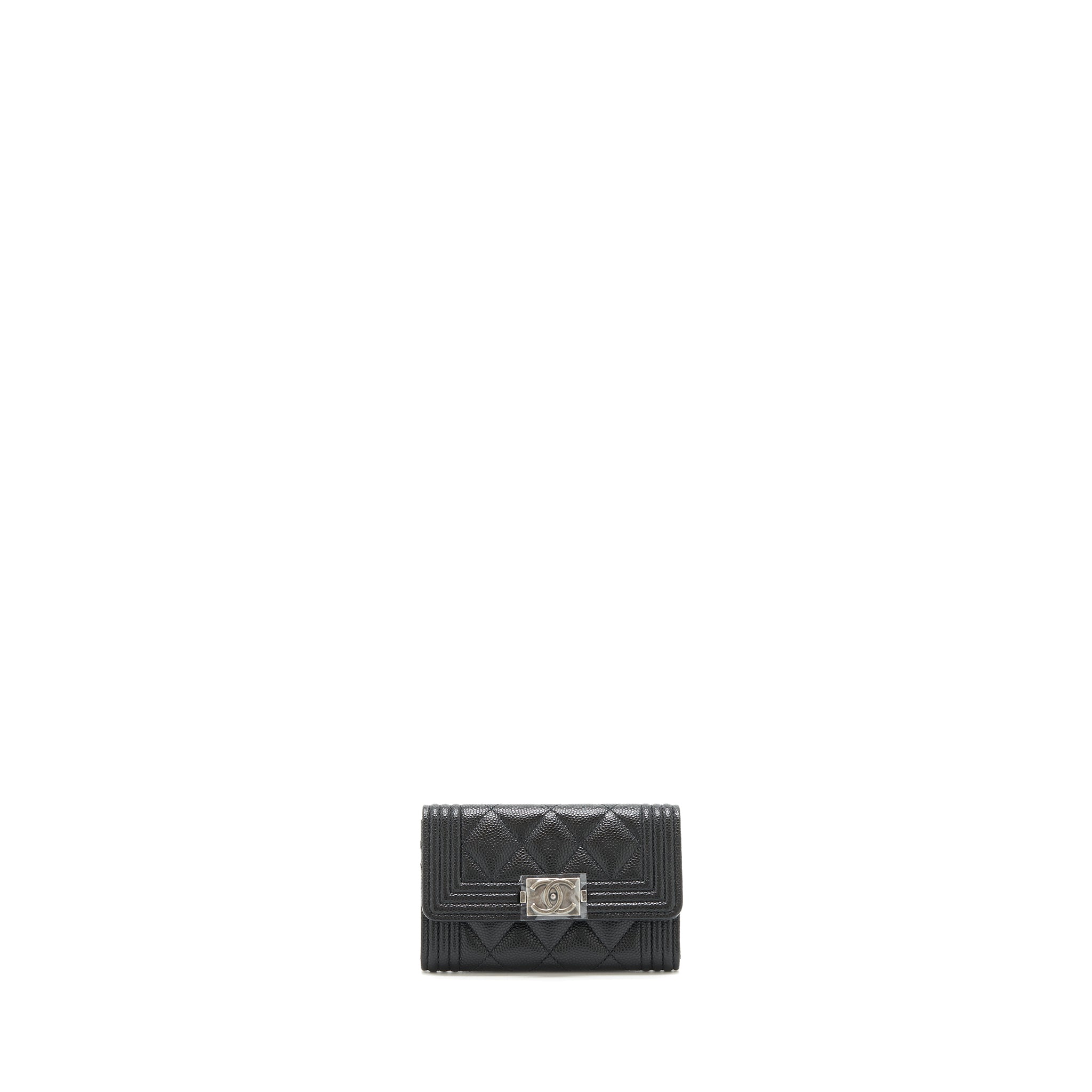 CHANEL BOY CARDHOLDER CAVIAR BLACK RUTHENIUM SHW