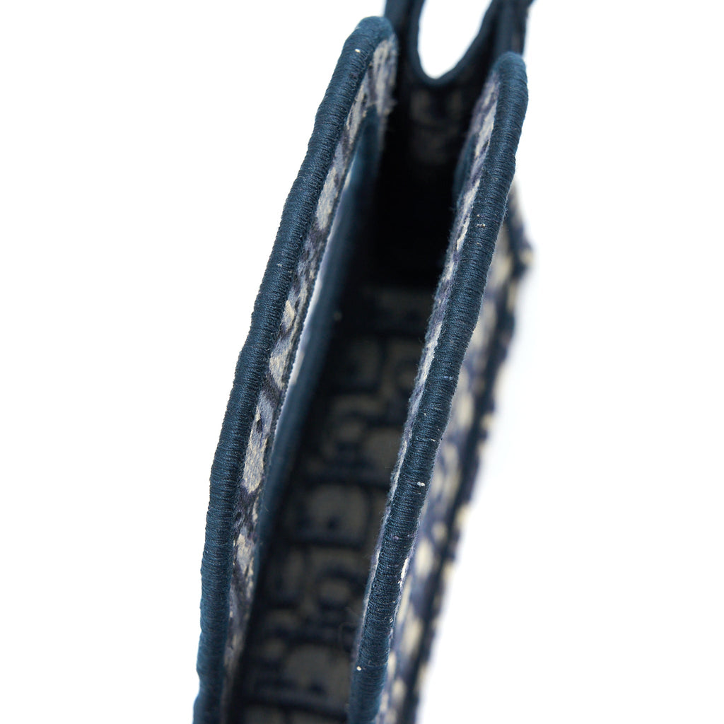 DIOR MINI BOOK TOTE BLUE OBLIQUE EMBROIDERY