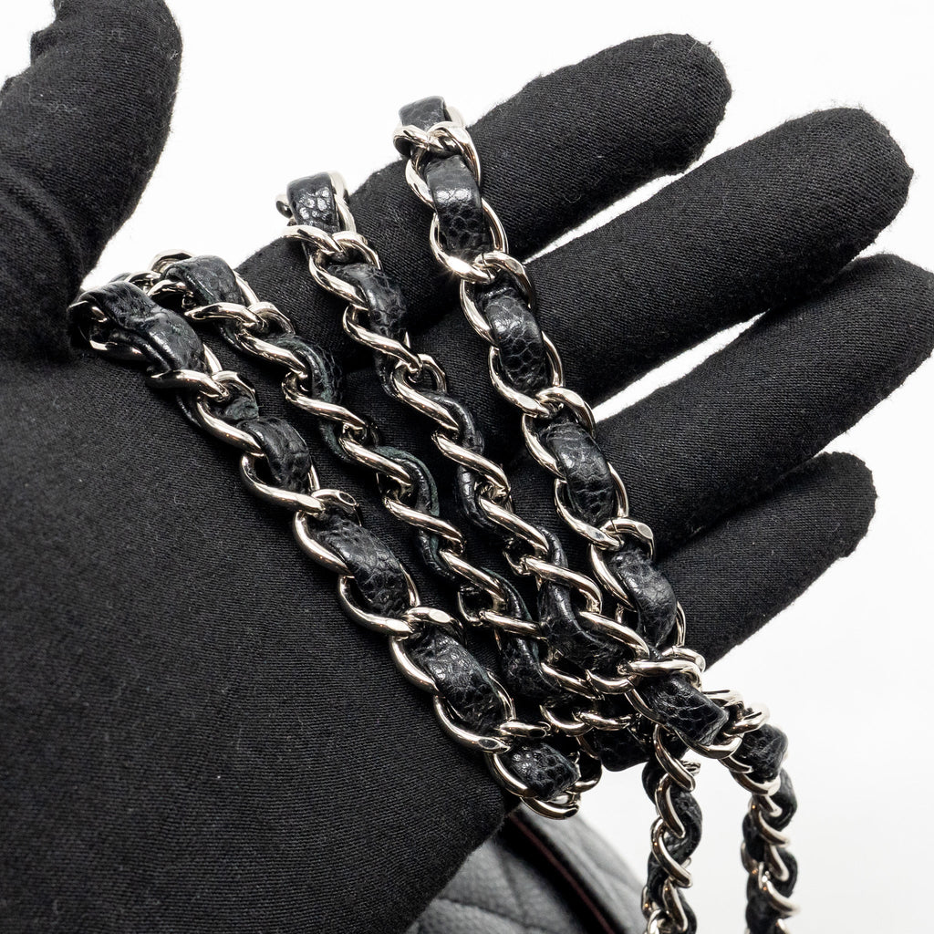 CHANEL MEDIUM CLASSIC DOUBLE FLAP BAG CAVIAR BLACK SHW