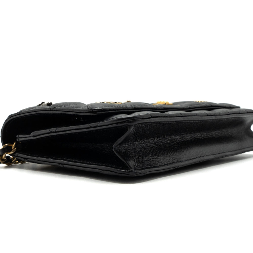 CHANEL 2.55 REISSUE LUCKY CHARMS WALLET ON CHAIN AGED CALFSKIN BLACK GHW