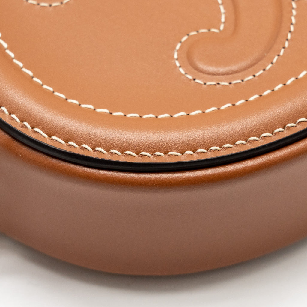 CELINE CROSSBODY OVAL PURSE CUIRASS TRIOMPHE SMOOTH CALFSKIN TAN GHW