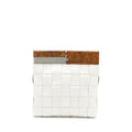 BOTTEGA VENETA WOOD METAL HANDLE SNAP POUCH WHITE MULTICOLOUR HARDWARE