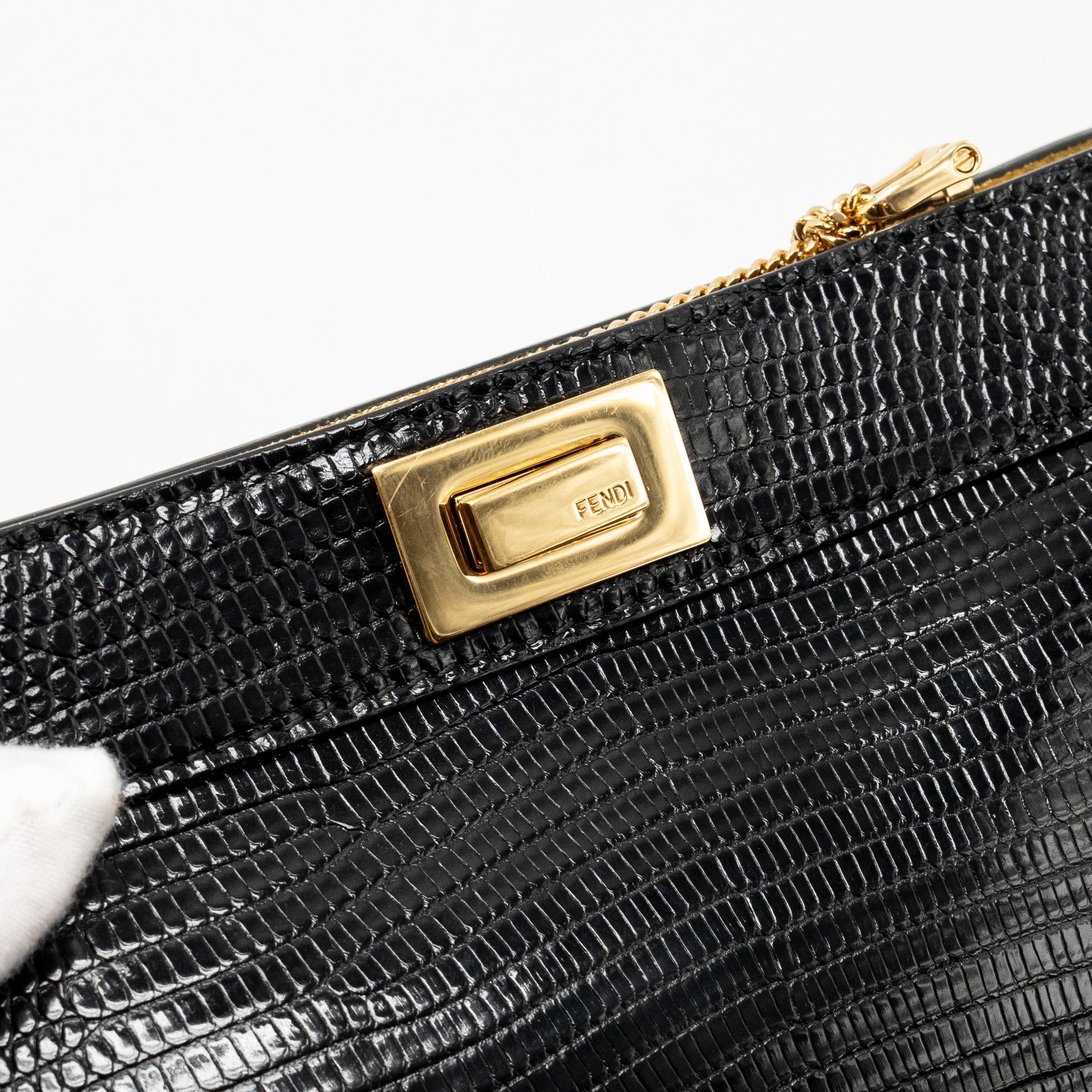 FENDI PEEKABOO I SEE YOU BAG LIZARD BLACK GHW