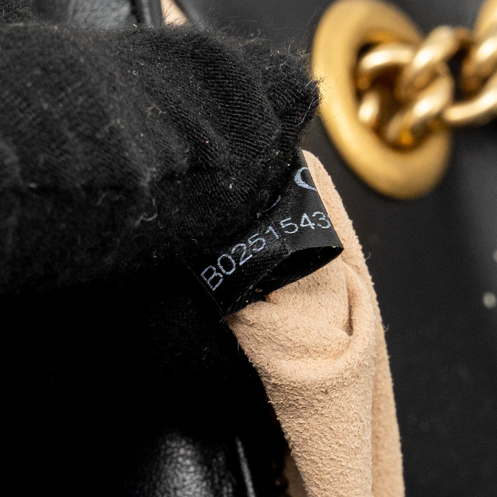 GUCCI SMALL GG MARMONT SHOULDER BAG CALFSKIN BLACK GHW