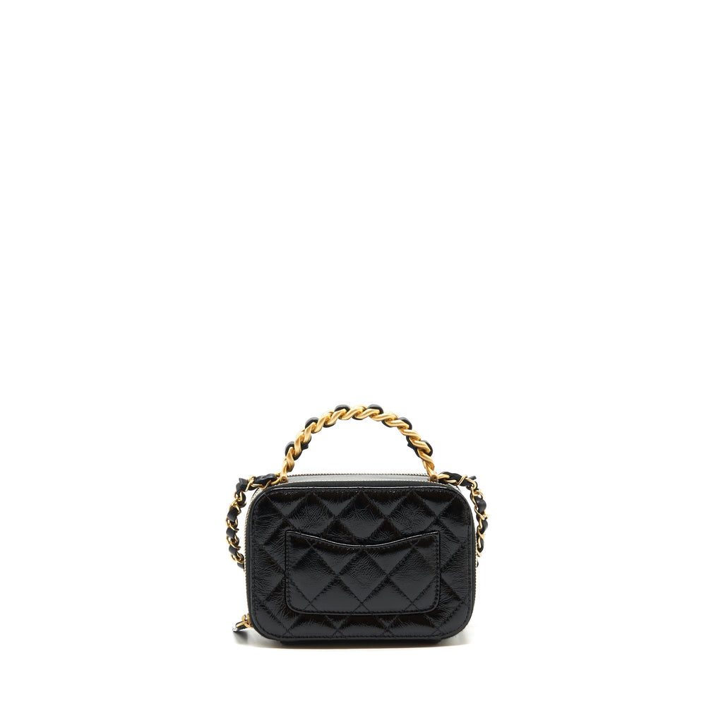 CHANEL VANITY CASE HANDLE CROSSBODY BAG CALFSKIN BLACK GHW