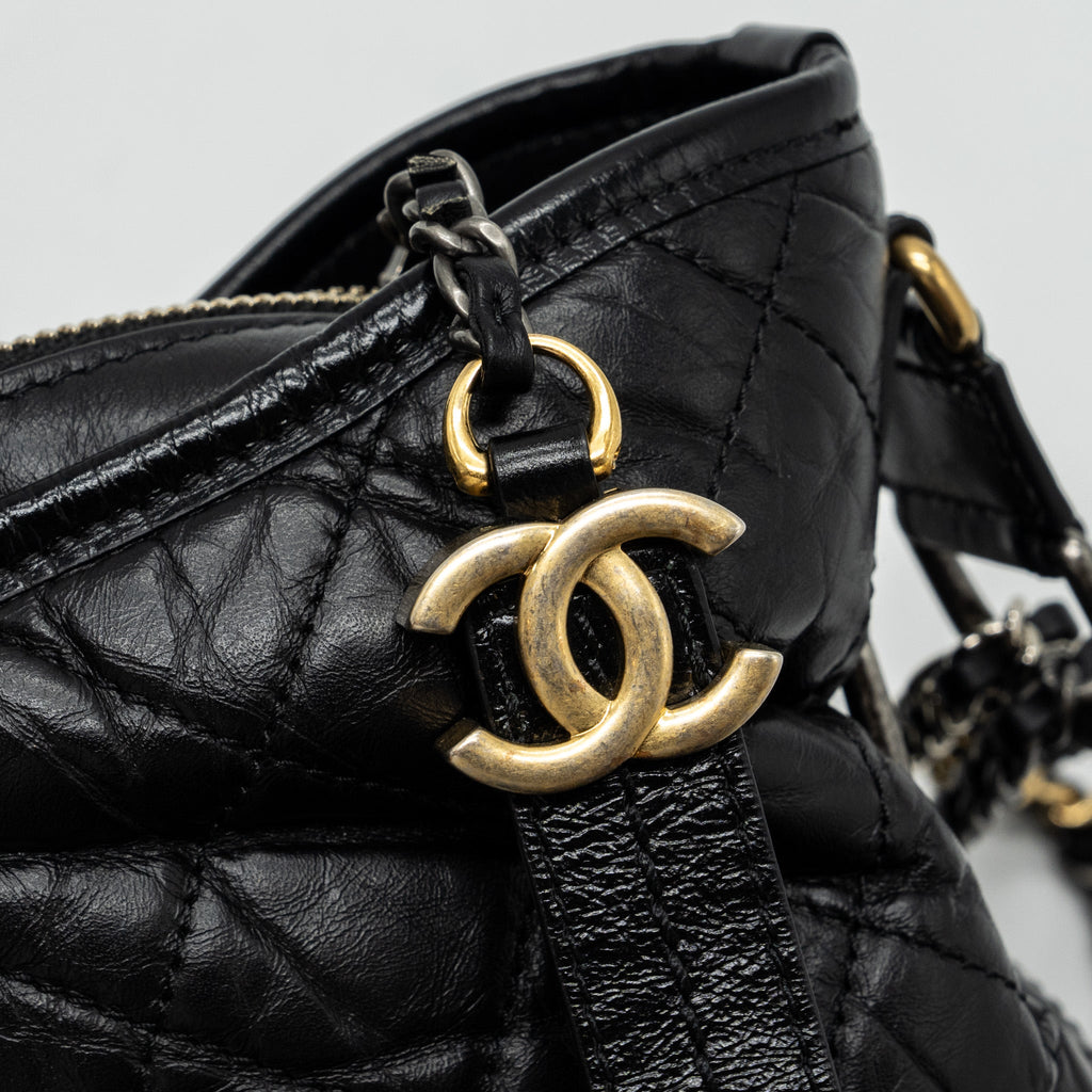 CHANEL MAXI GABRIELLE HOBO BAG CALFSKIN BLACK MULTICOLOUR HARDWARE