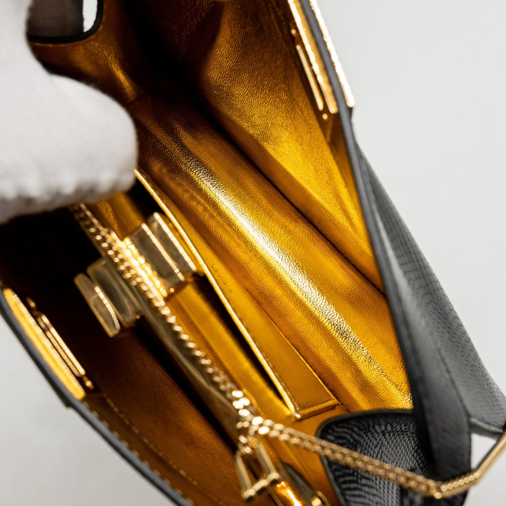 FENDI PEEKABOO I SEE YOU BAG LIZARD BLACK GHW