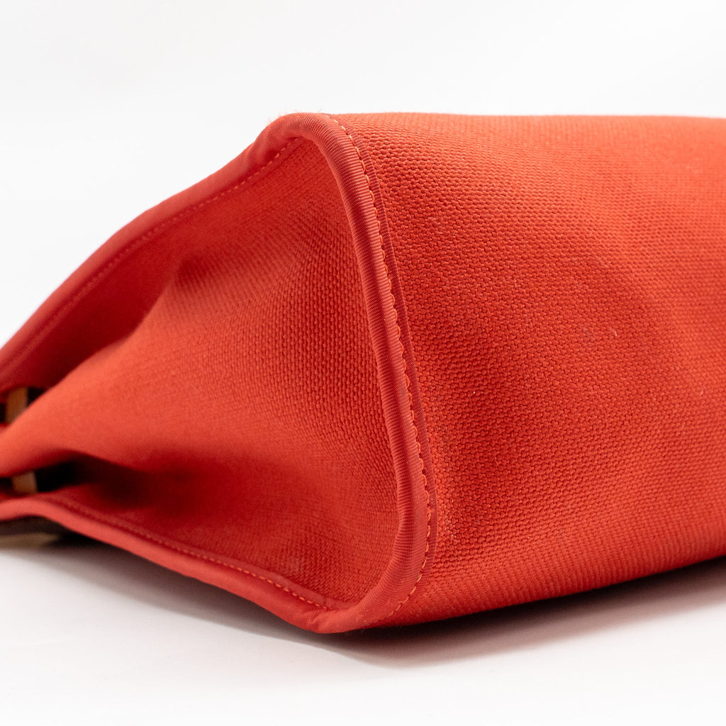 HERMES HERBAG 31 ZIP BAG CANVAS/ HUNTER LEATHER ROUGH TOMATE SHW