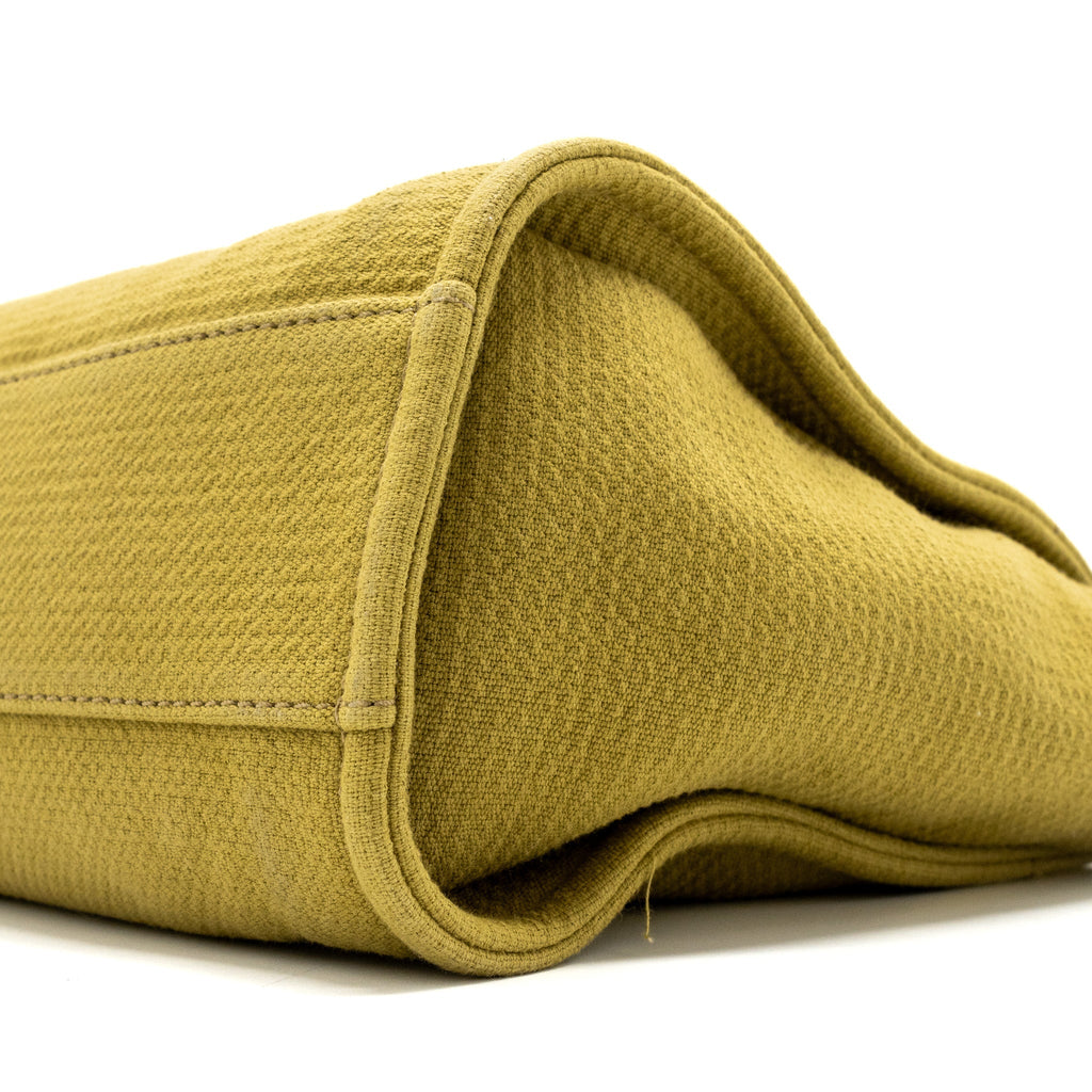 CHANEL DEAUVILLE TOTE BAG CANVAS OLIVE GREEN LGHW (MICROCHIP)
