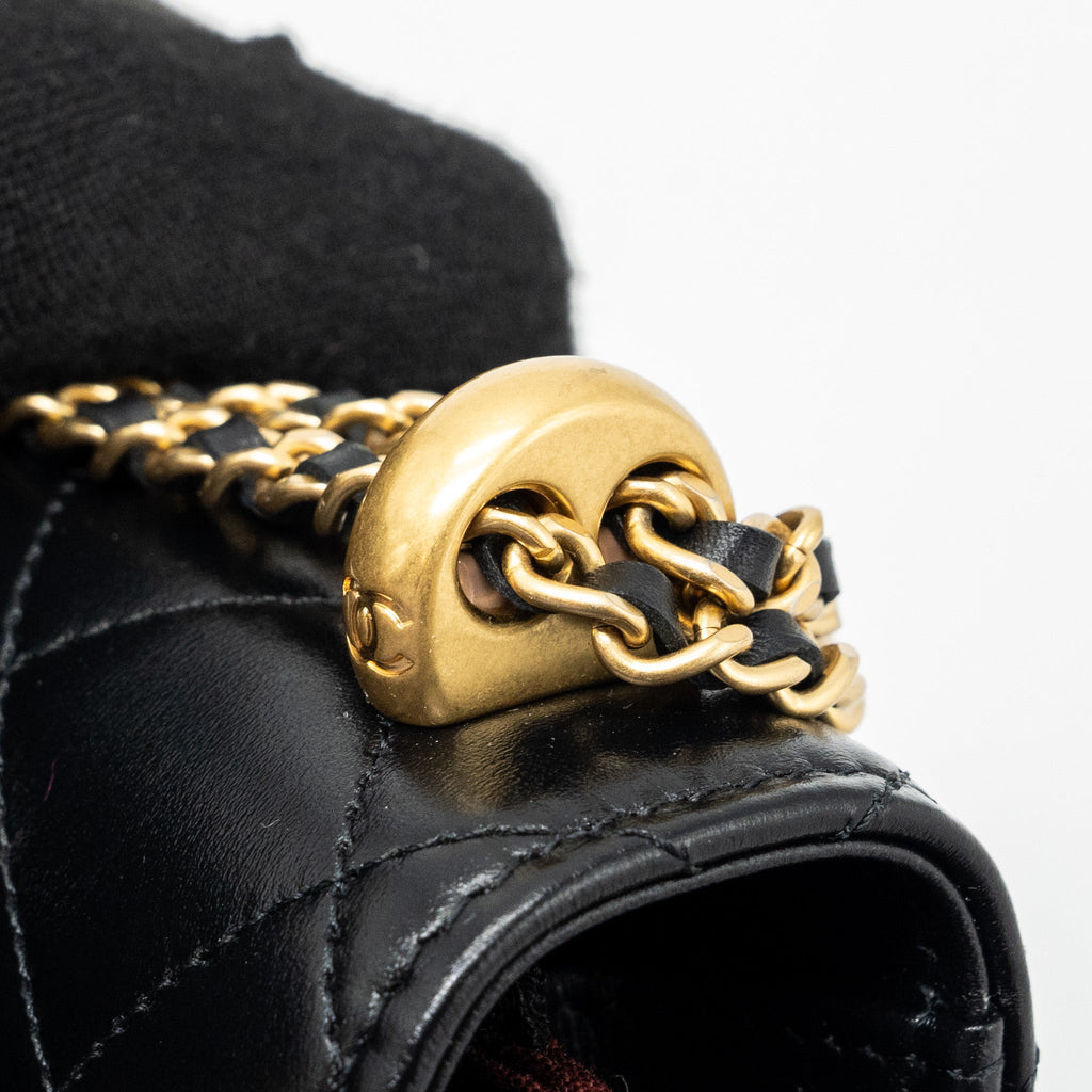 CHANEL 24C GOLD CRUSH WALLET ON CHAIN CALFSKIN BLACK GHW (MICROCHIP)