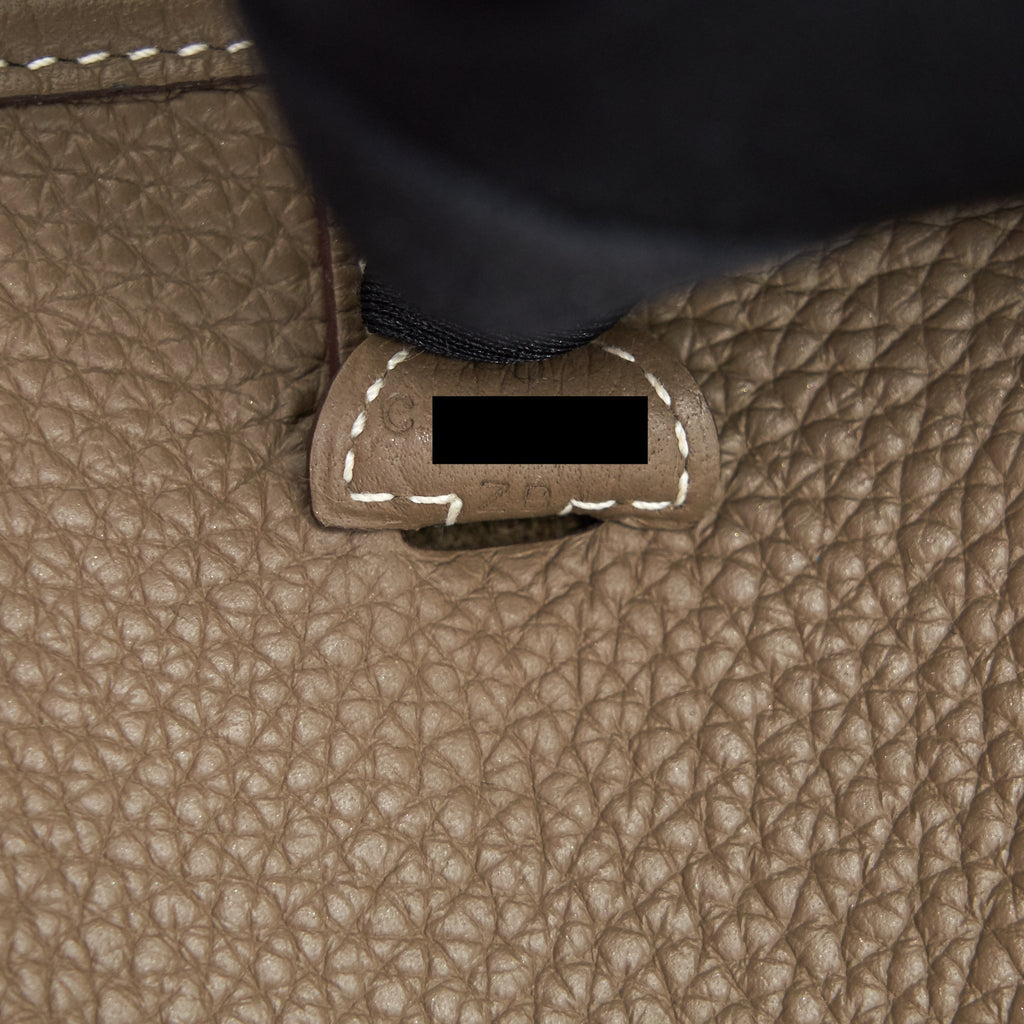 HERMES MINI EVELYNE ETOUPE WITH GHW NAVY STRAP