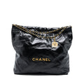 CHANEL MEDIUM 22 BAG SHINY CALFSKIN BLACK GHW (MICROCHIP)