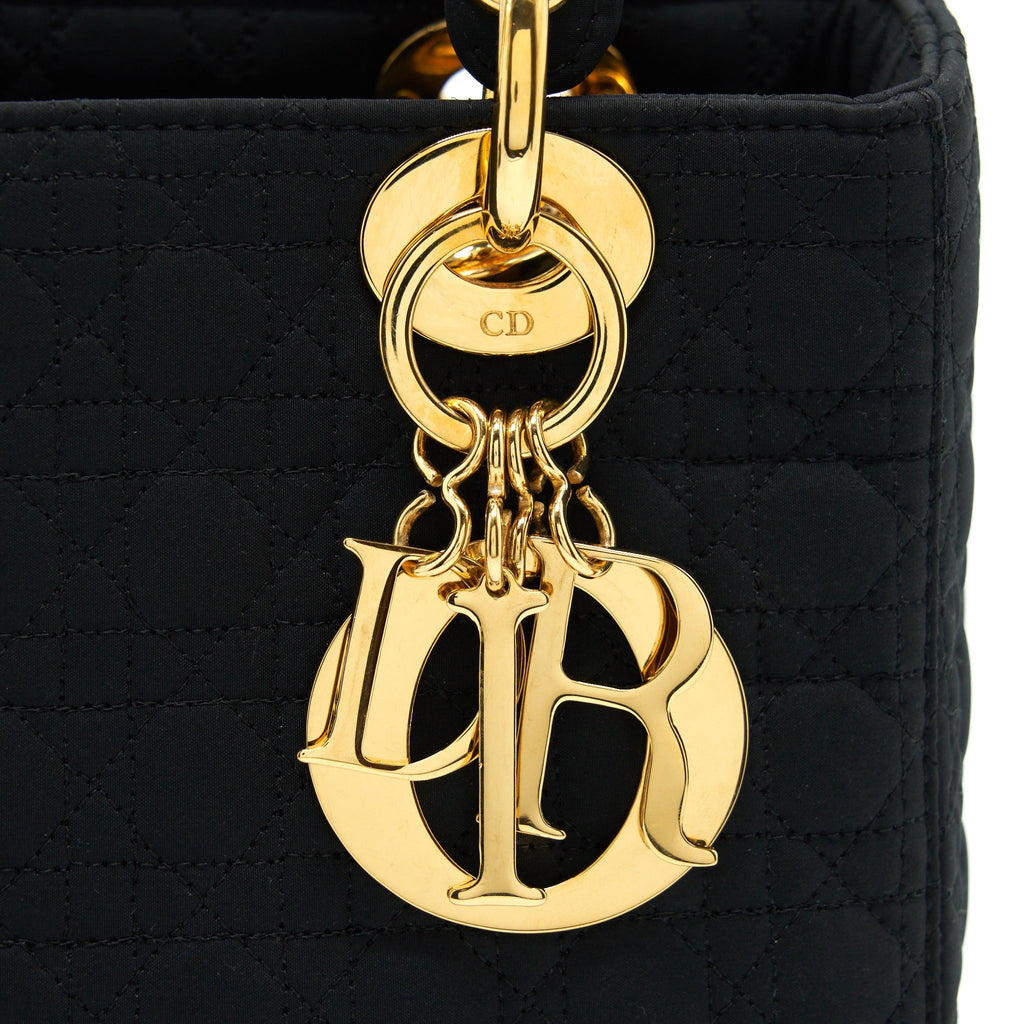 DIOR VINTAGE MEDIUM LADY DIOR FABRIC BLACK GHW