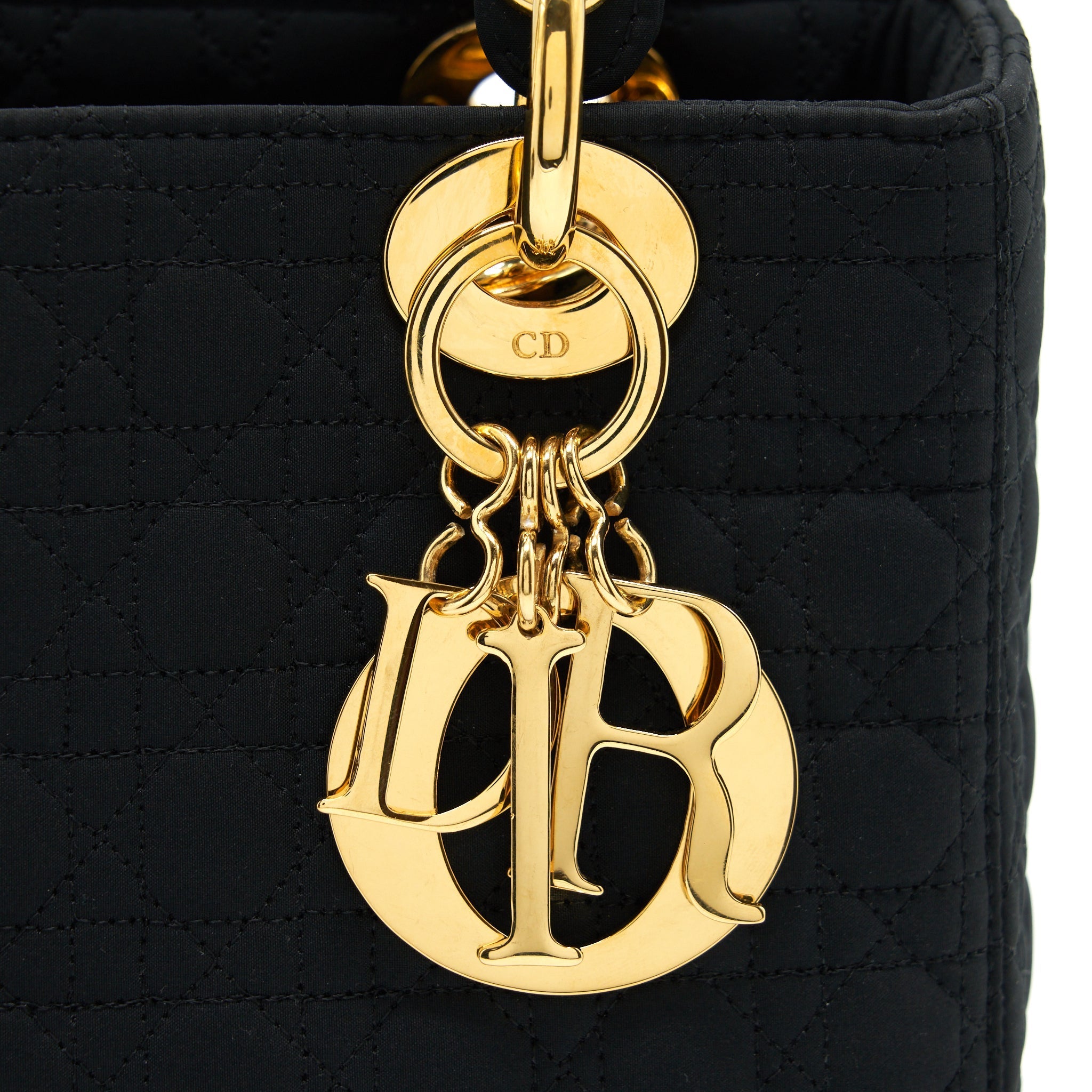 DIOR VINTAGE MEDIUM LADY DIOR FABRIC BLACK GHW