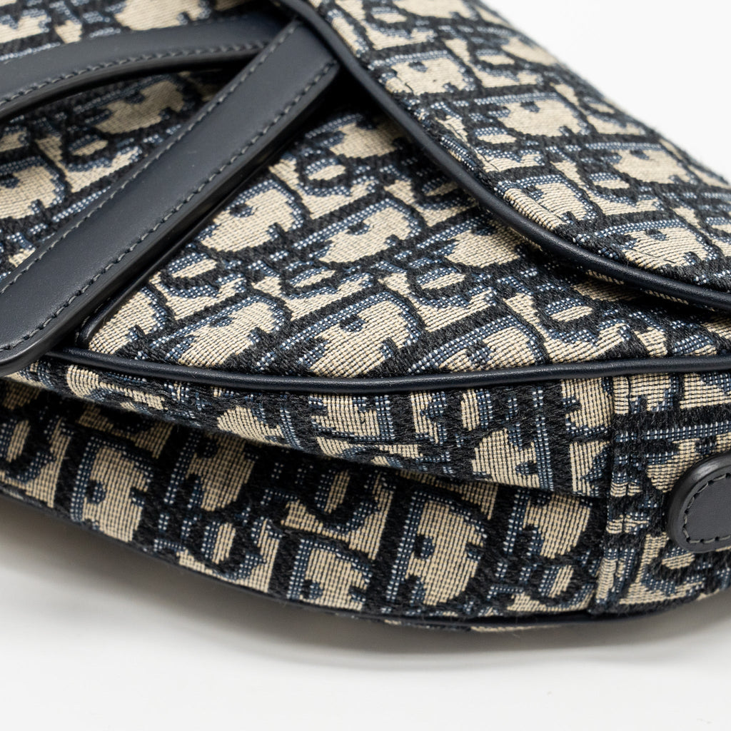 DIOR MEDIUM SADDLE BAG BLUE OBLIQUE CANVAS GHW