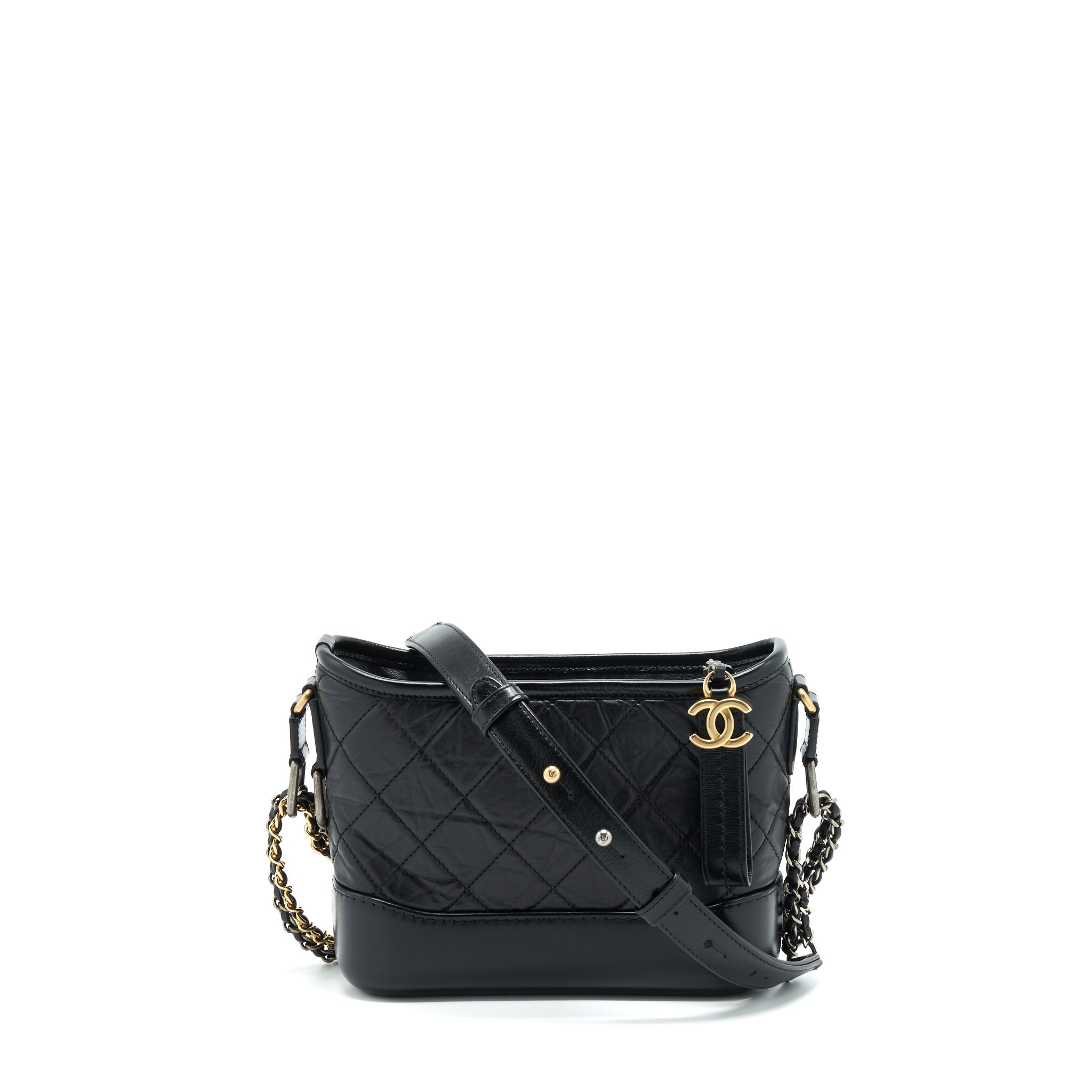 CHANEL SMALL GABRIELLE HOBO BAG CALFSKIN BLACK WITH MULTICOLOUR HARDWARE