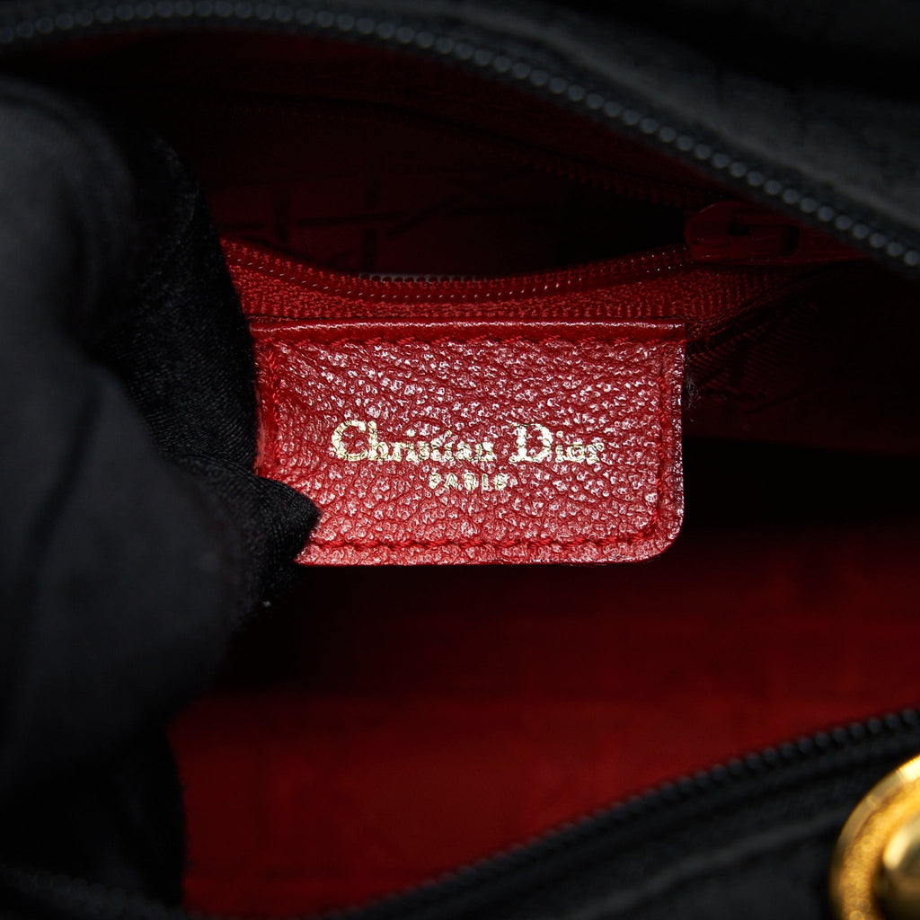 DIOR VINTAGE MEDIUM LADY DIOR FABRIC BLACK GHW